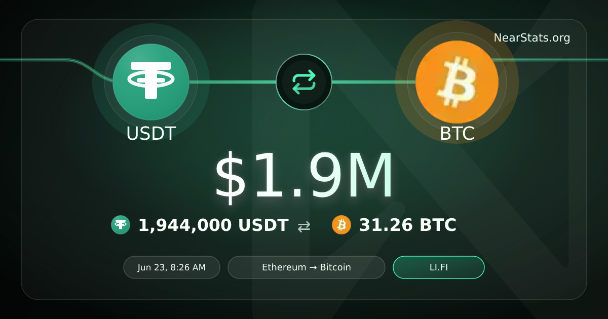 $1.9M USDT to BTC on NEAR Intents | NearStats